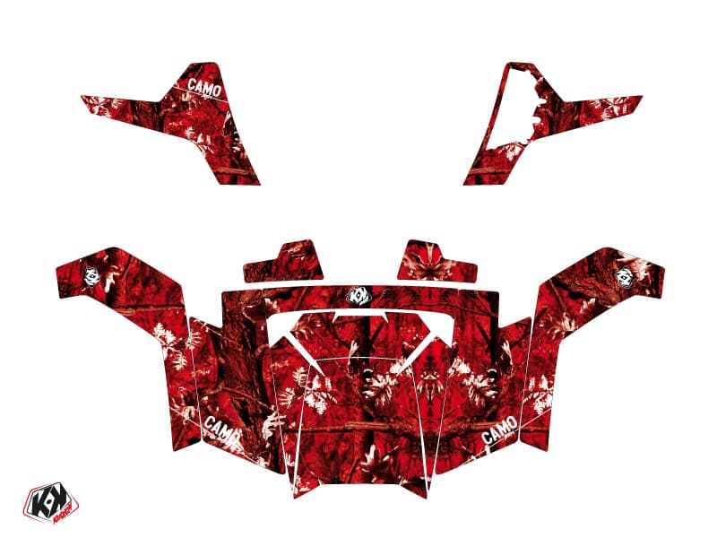 kit graphique ssv polaris rzr 570 camo rouge | Polaris | Kutvek - View 2