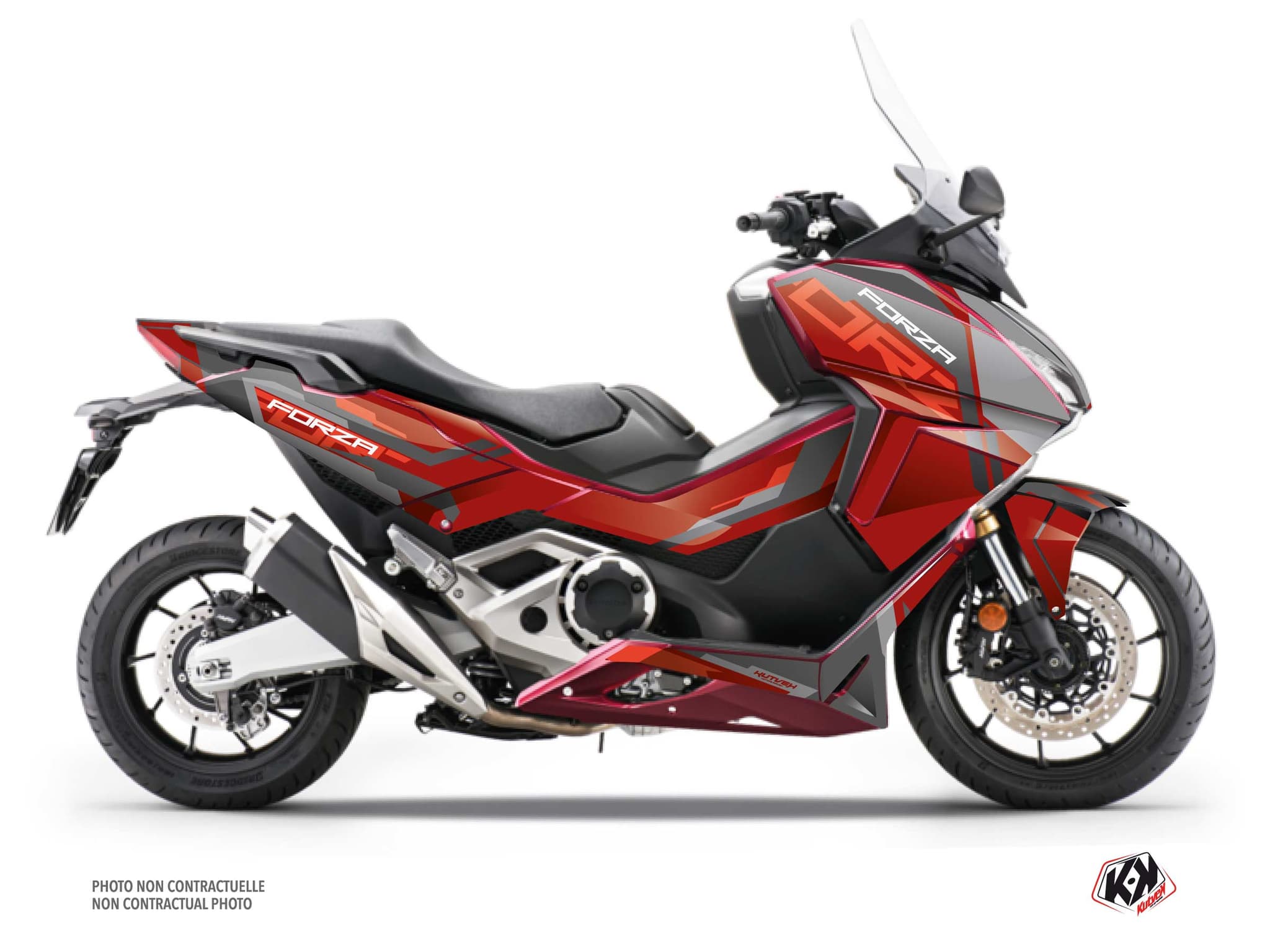 kit graphique maxi-scooter honda forza 750 challenge rouge  