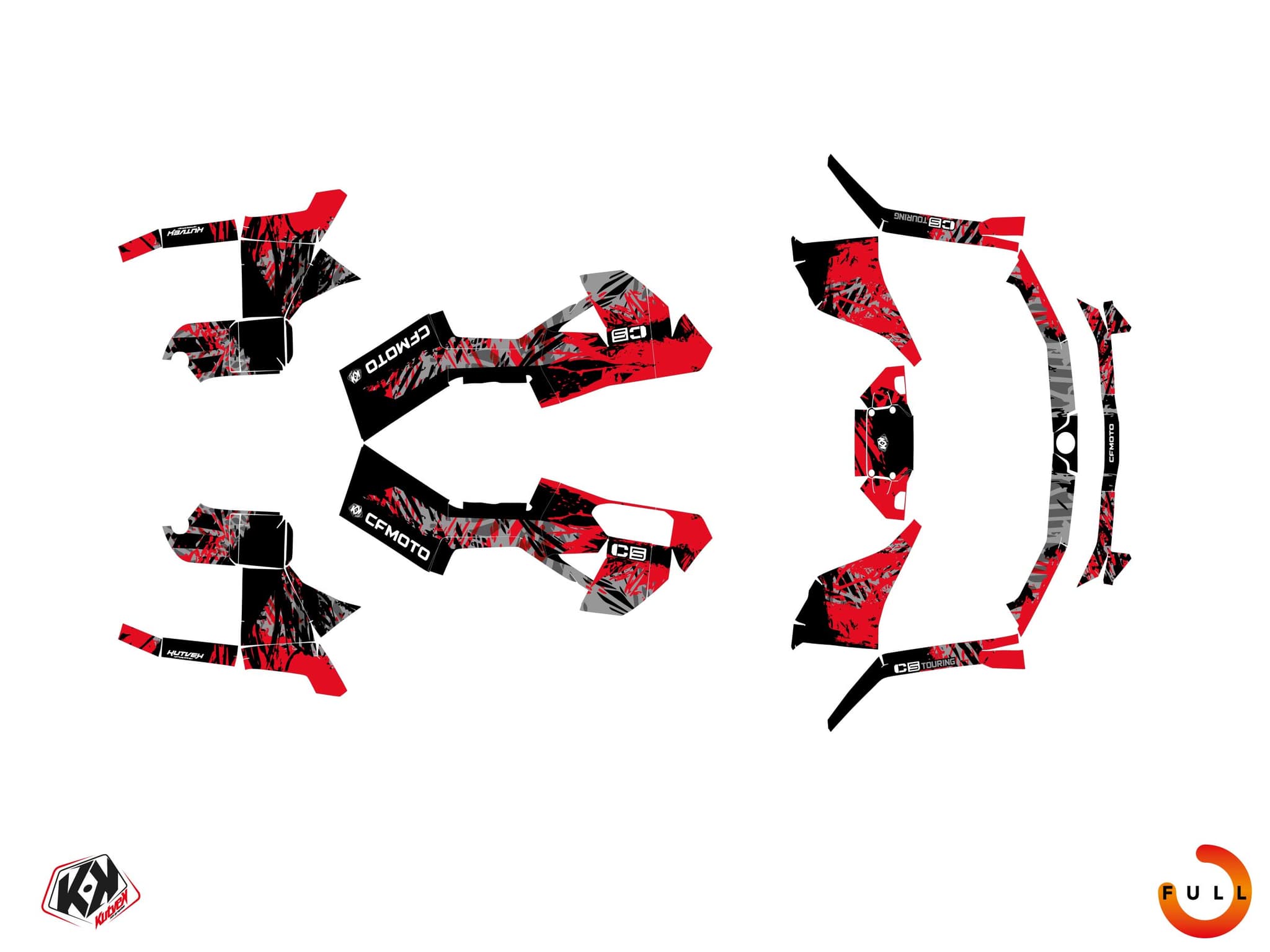 ATV CF MOTO CFORCE C5 LONG CHASER Red graphic kit | CF Moto | Kutvek - View 3