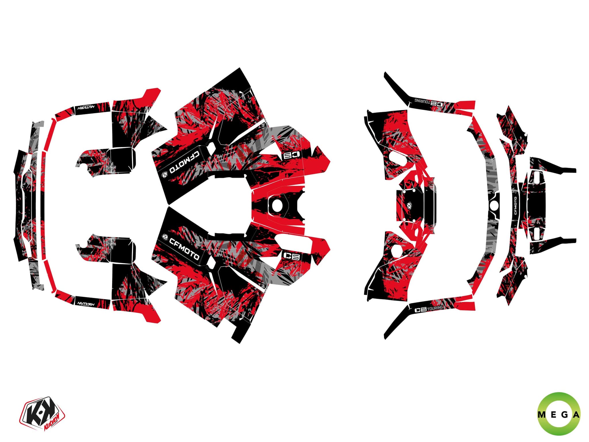 ATV CF MOTO CFORCE C5 LONG CHASER Red graphic kit | CF Moto | Kutvek - View 4