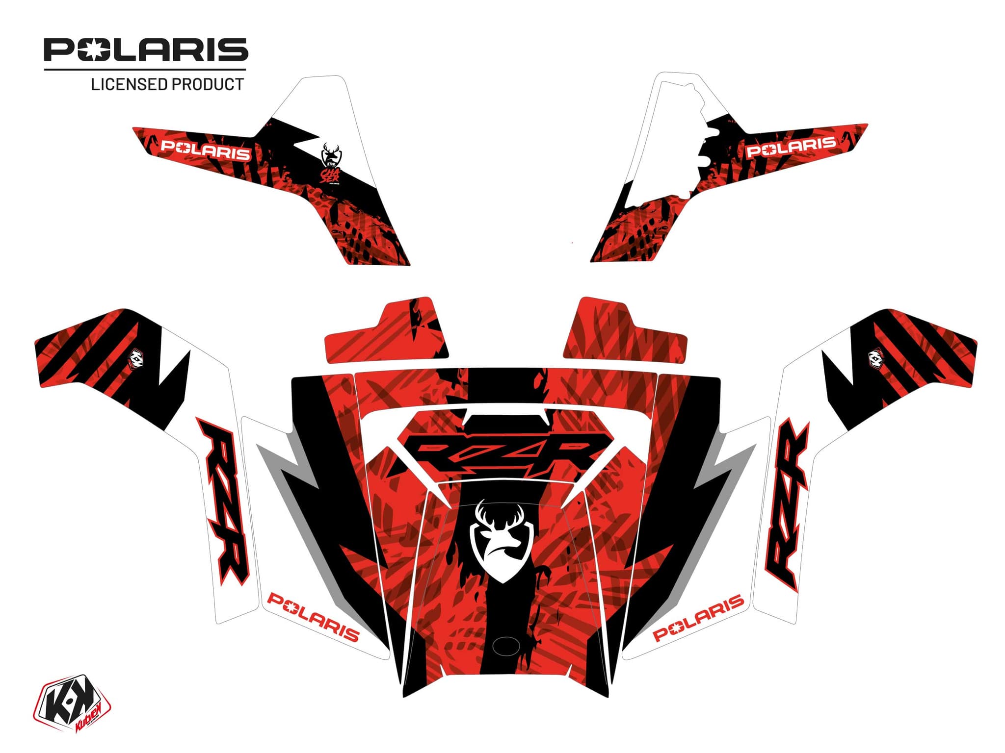 kit graphique ssv polaris rzr 570 chaser rouge | Polaris | Kutvek - View 2
