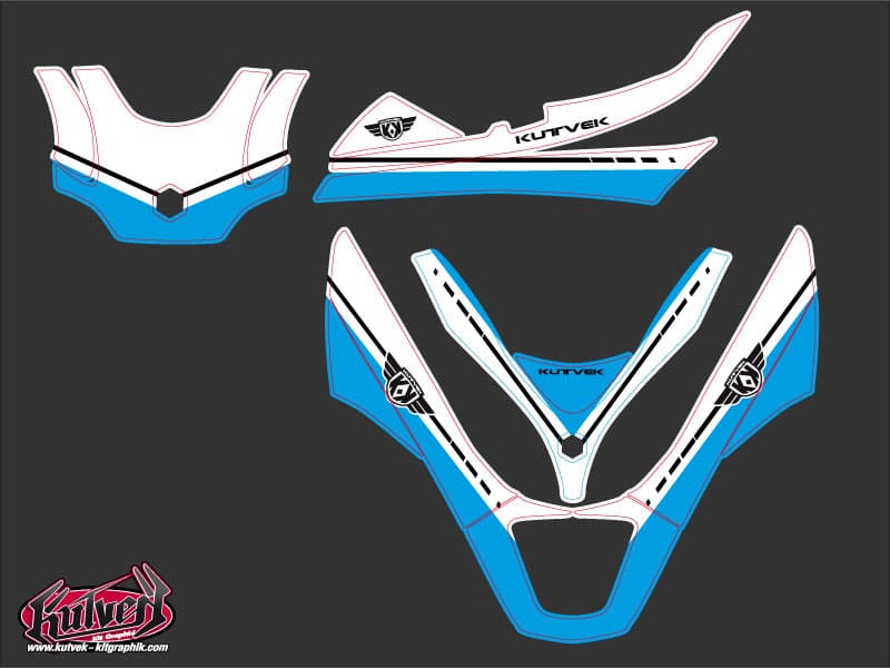 kit graphique maxi-scooter piaggio mp3 300 lt hybrid cooper blanc-bleu | Piaggio | Kutvek - View 2