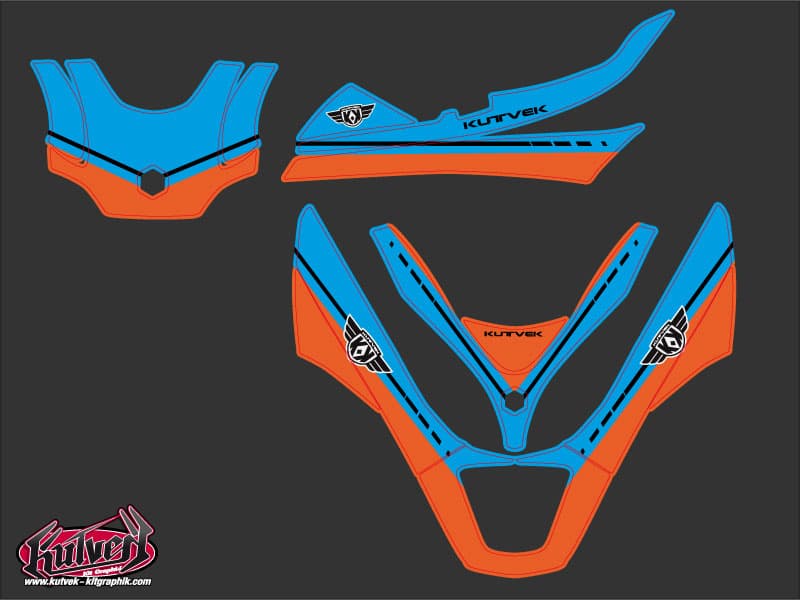kit graphique maxi-scooter piaggio mp3 300 lt hybrid cooper bleu-orange | Piaggio | Kutvek - View 2