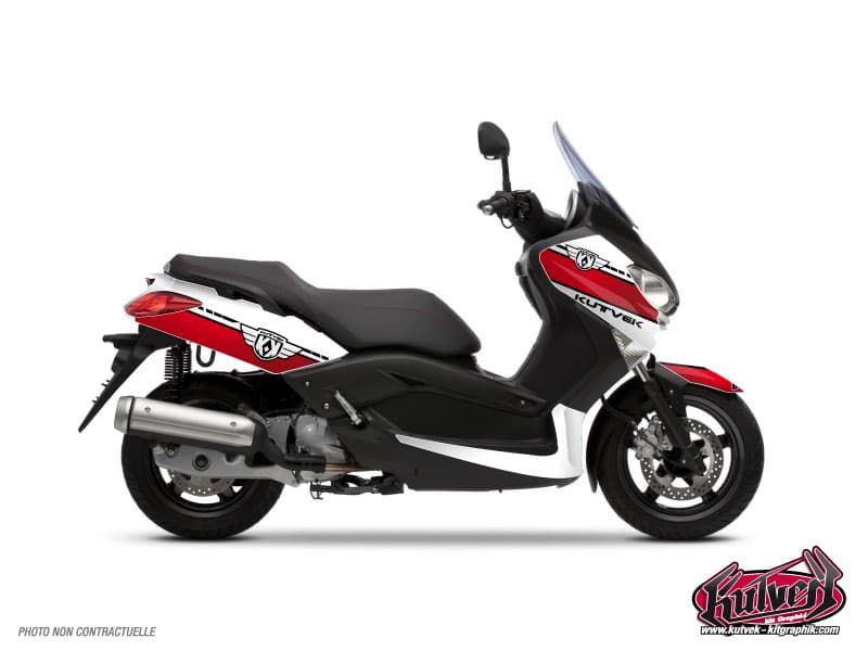kit graphique maxi-scooter yamaha xmax 125 cooper blanc-rouge  