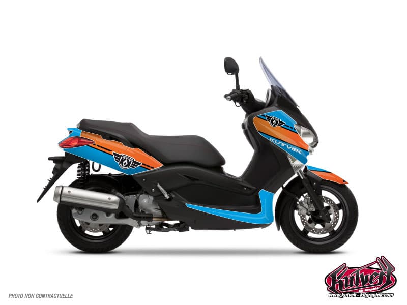 kit graphique maxi-scooter yamaha xmax 125 cooper bleu-orange  