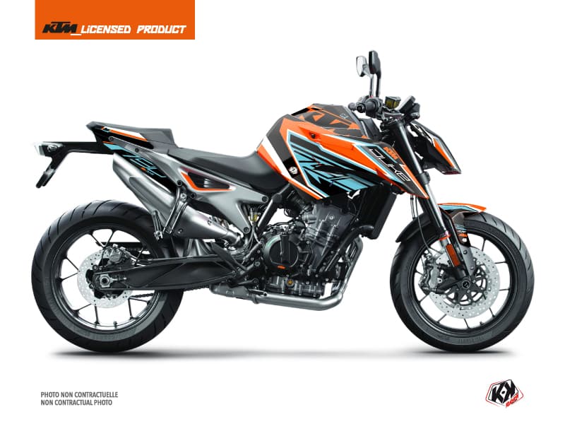 kit graphique moto ktm duke 790 crux orange-bleu  