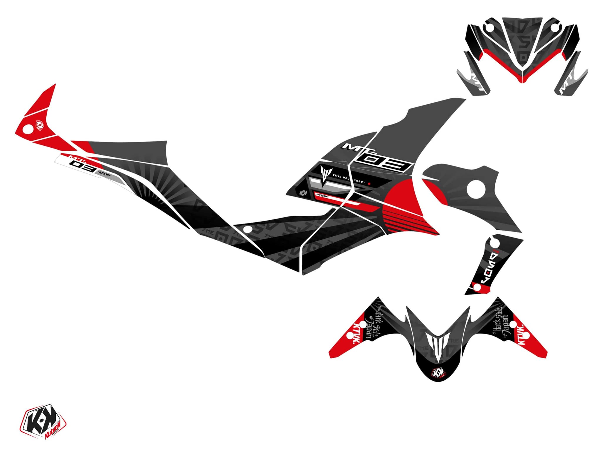 YAMAHA MT 03 STREET BIKE DARKSIDE GRAPHIC KIT BLACK | MT 03 / FZ 03 | Kutvek - View 2