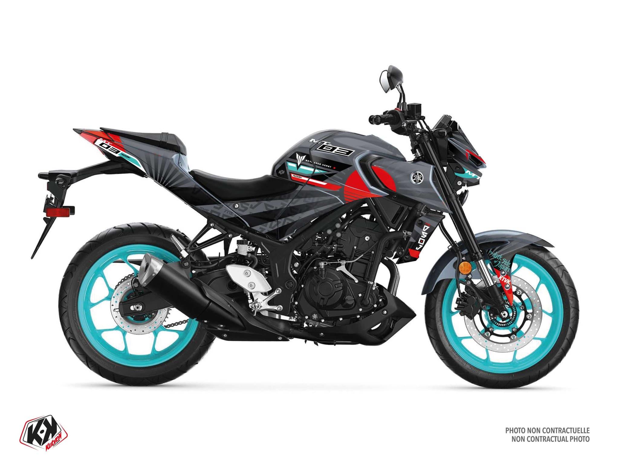 kit graphique moto yamaha mt 03 darkside turquoise  