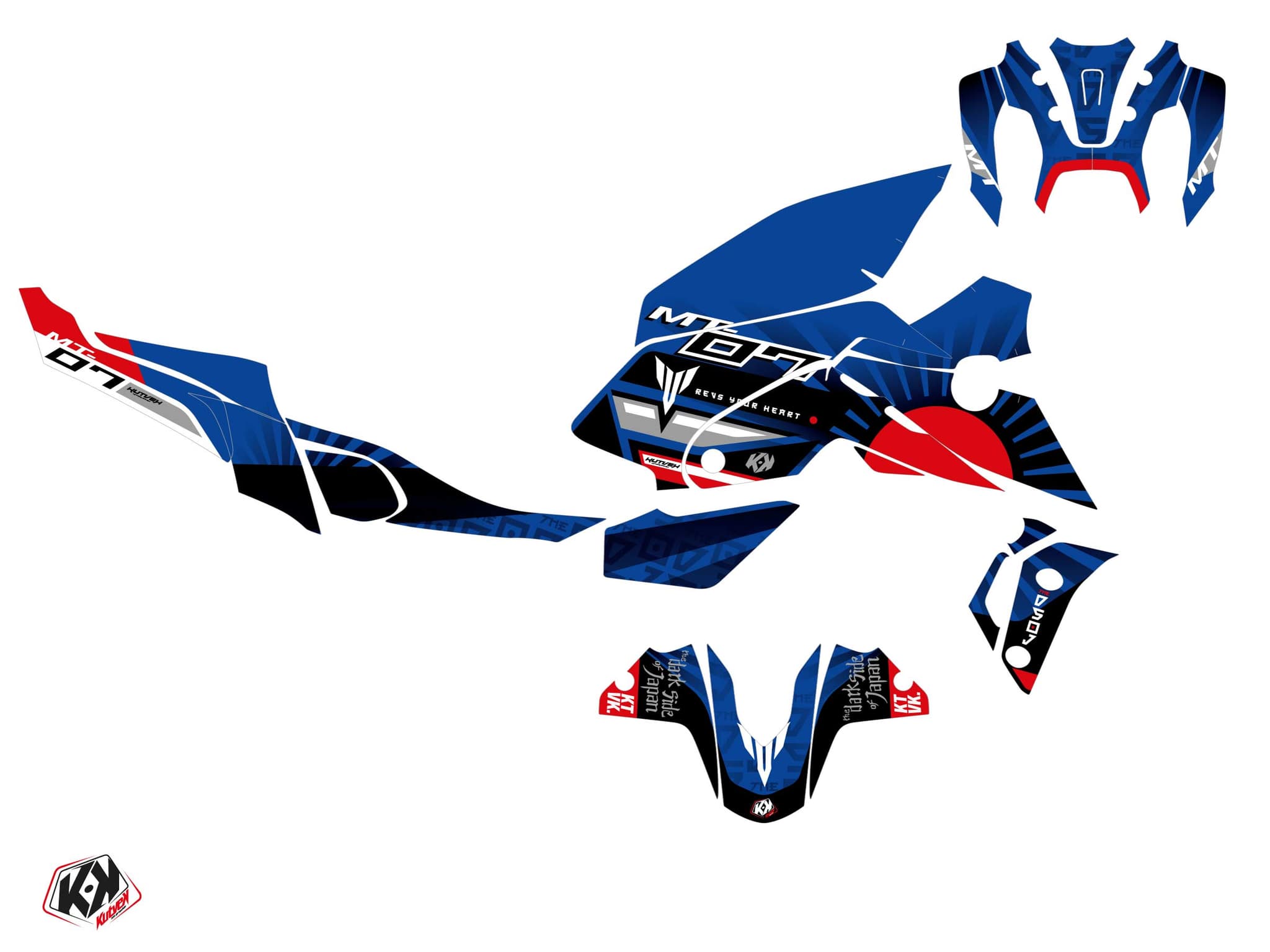 KIT  GRAPHIQUE MOTO DARKSIDE YAMAHA MT 07 BLEU | MT 07 / FZ 07 | Kutvek - View 2