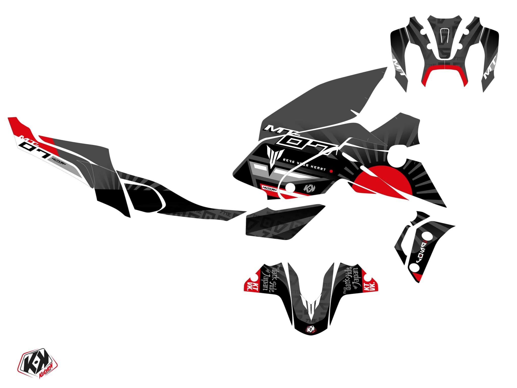 KIT  GRAPHIQUE MOTO DARKSIDE YAMAHA MT 07 NOIR | MT 07 / FZ 07 | Kutvek - View 2
