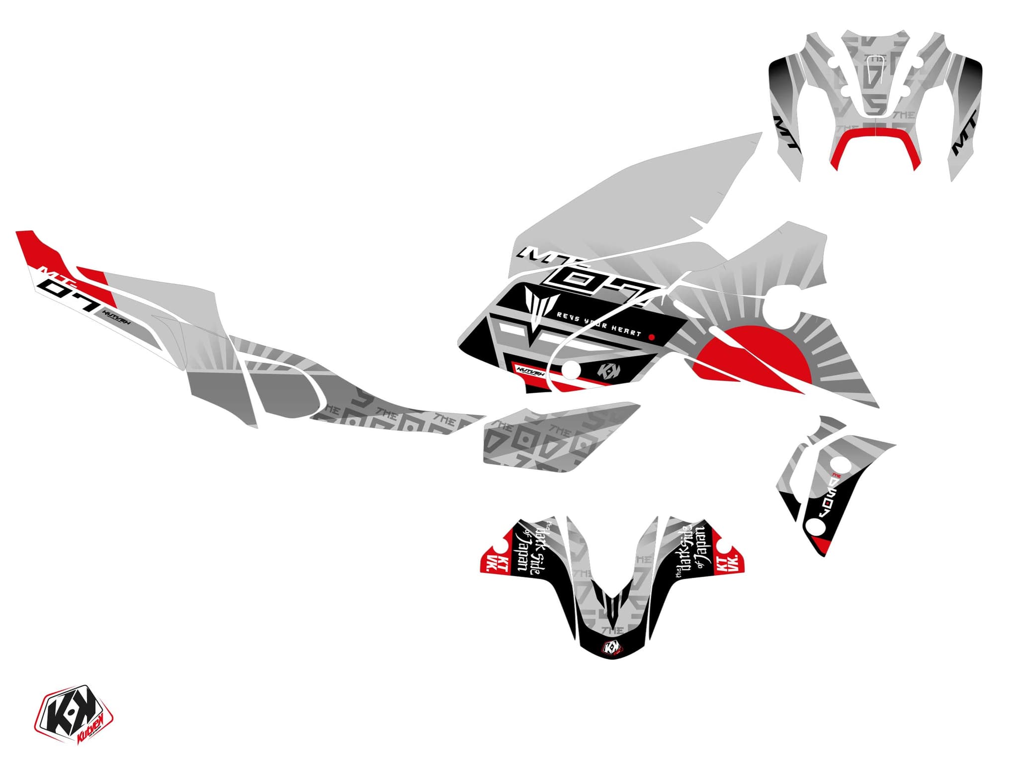 KIT  GRAPHIQUE MOTO DARKSIDE YAMAHA MT 07 ROUGE | MT 07 / FZ 07 | Kutvek - View 2