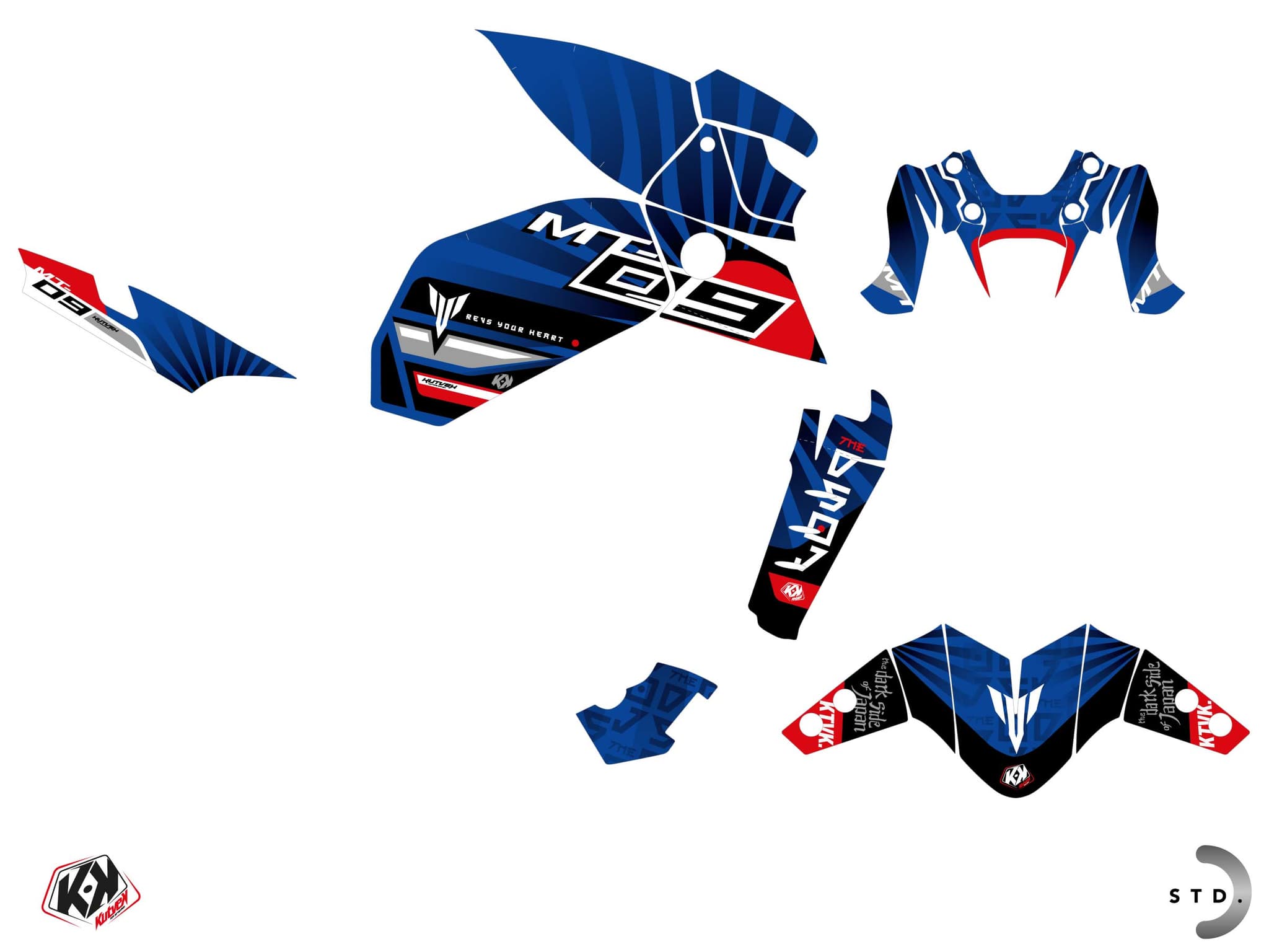 KIT  GRAPHIQUE MOTO DARKSIDE YAMAHA MT 09 BLEU | MT | Kutvek - View 2