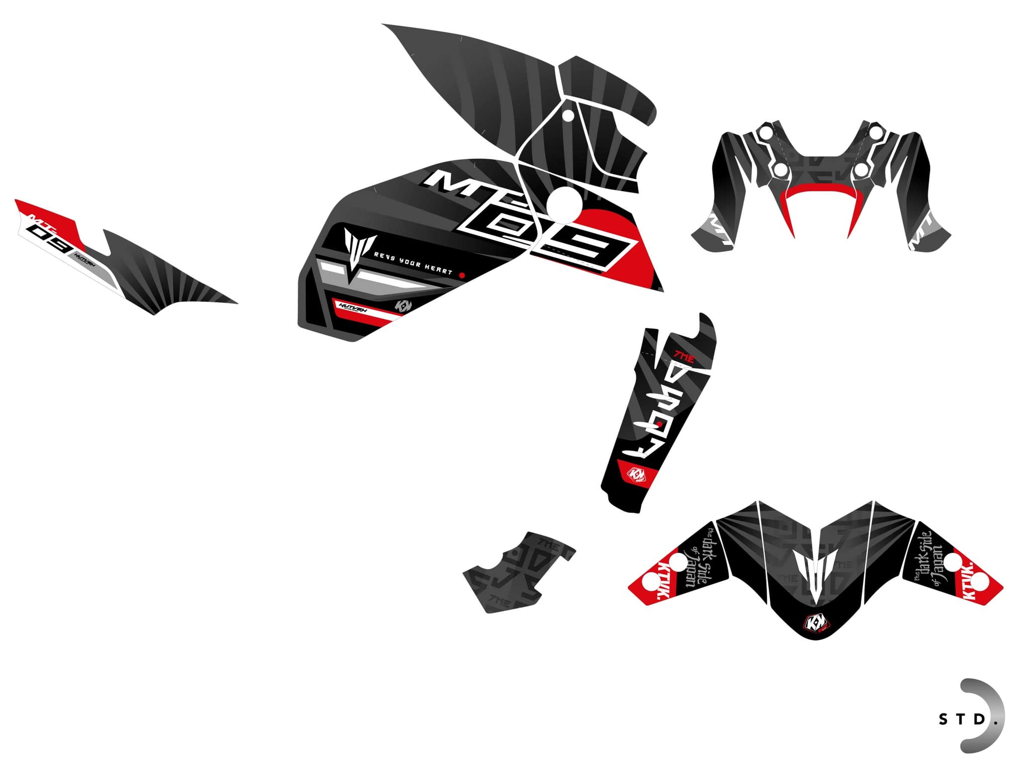 KIT  GRAPHIQUE MOTO DARKSIDE YAMAHA MT 09 NOIR | MT | Kutvek - View 2