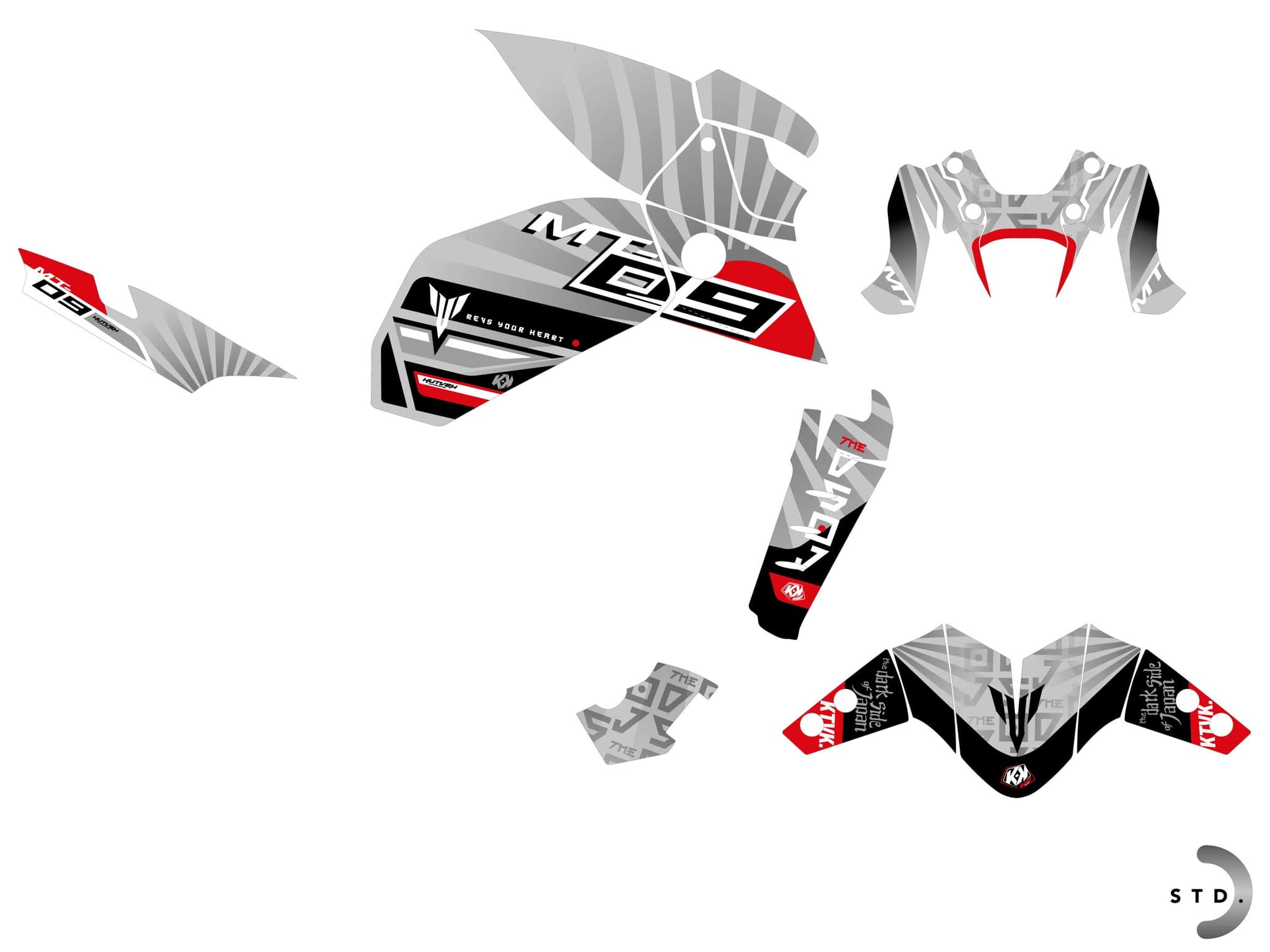 kit graphique moto yamaha mt 09 darkside rouge | MT | Kutvek - View 2