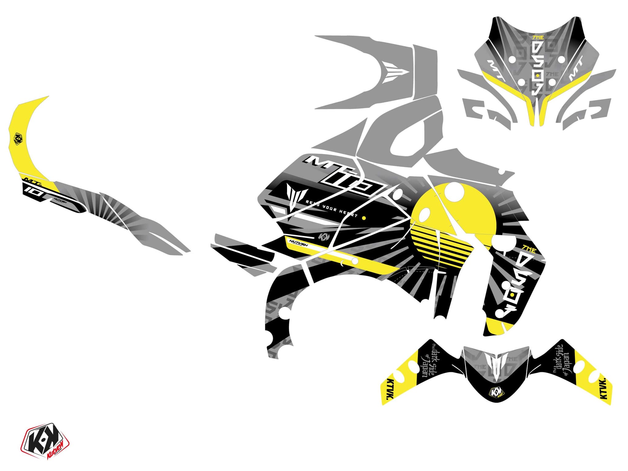 KIT  GRAPHIQUE MOTO DARKSIDE YAMAHA MT 10 JAUNE | MT | Kutvek - View 2