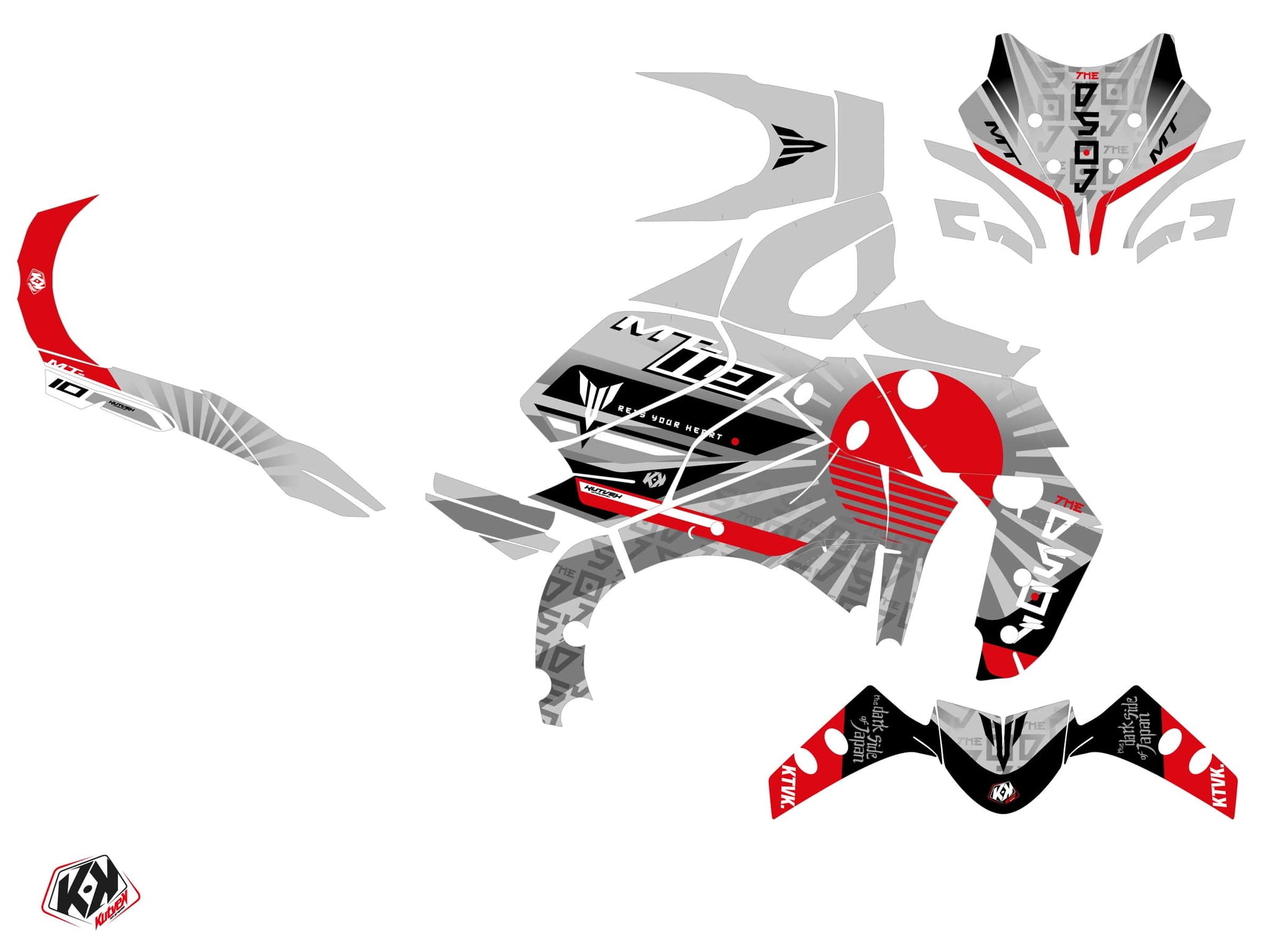 YAMAHA MT 10 STREET BIKE DARKSIDE GRAPHIC KIT RED | MT | Kutvek - View 2