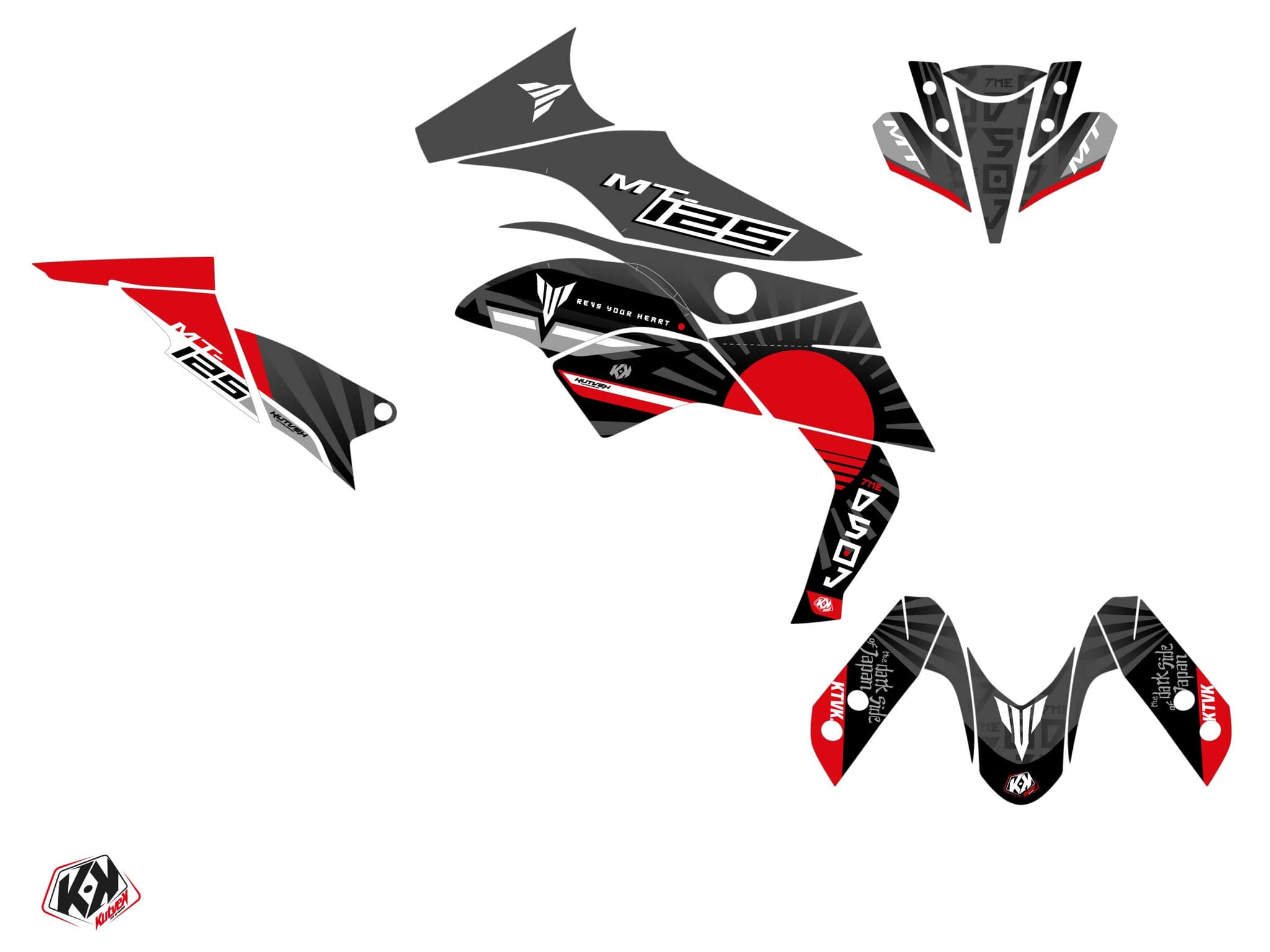 kit graphique moto yamaha mt 125 darkside noir | MT 125 / FZ 125 | Kutvek - View 2