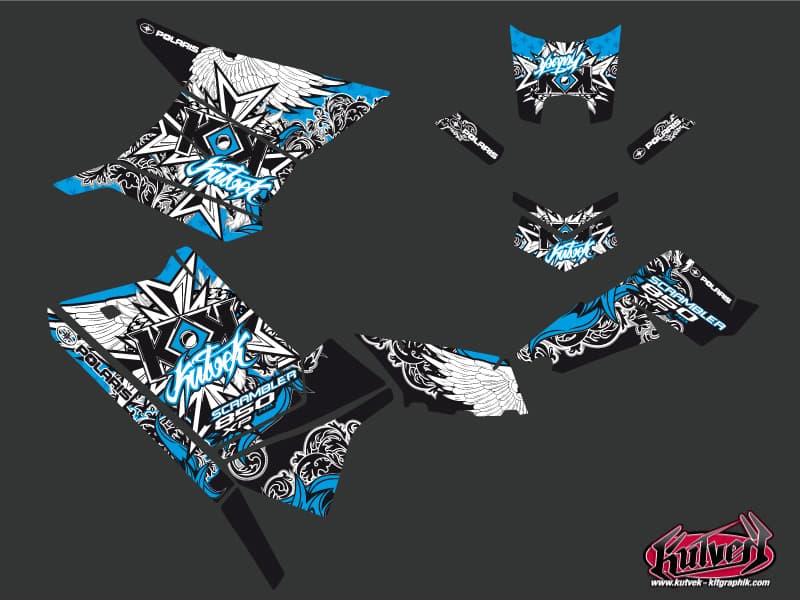 atv polaris scrambler 1000 xp demon blue  graphic kit | Polaris | Kutvek - View 2