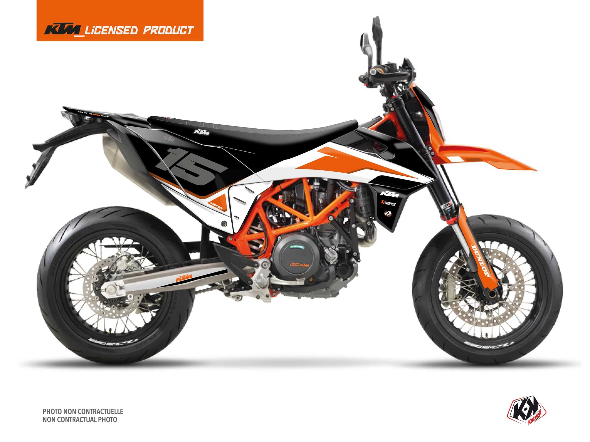 kit graphique motocross ktm smc 690 r dna blanc  