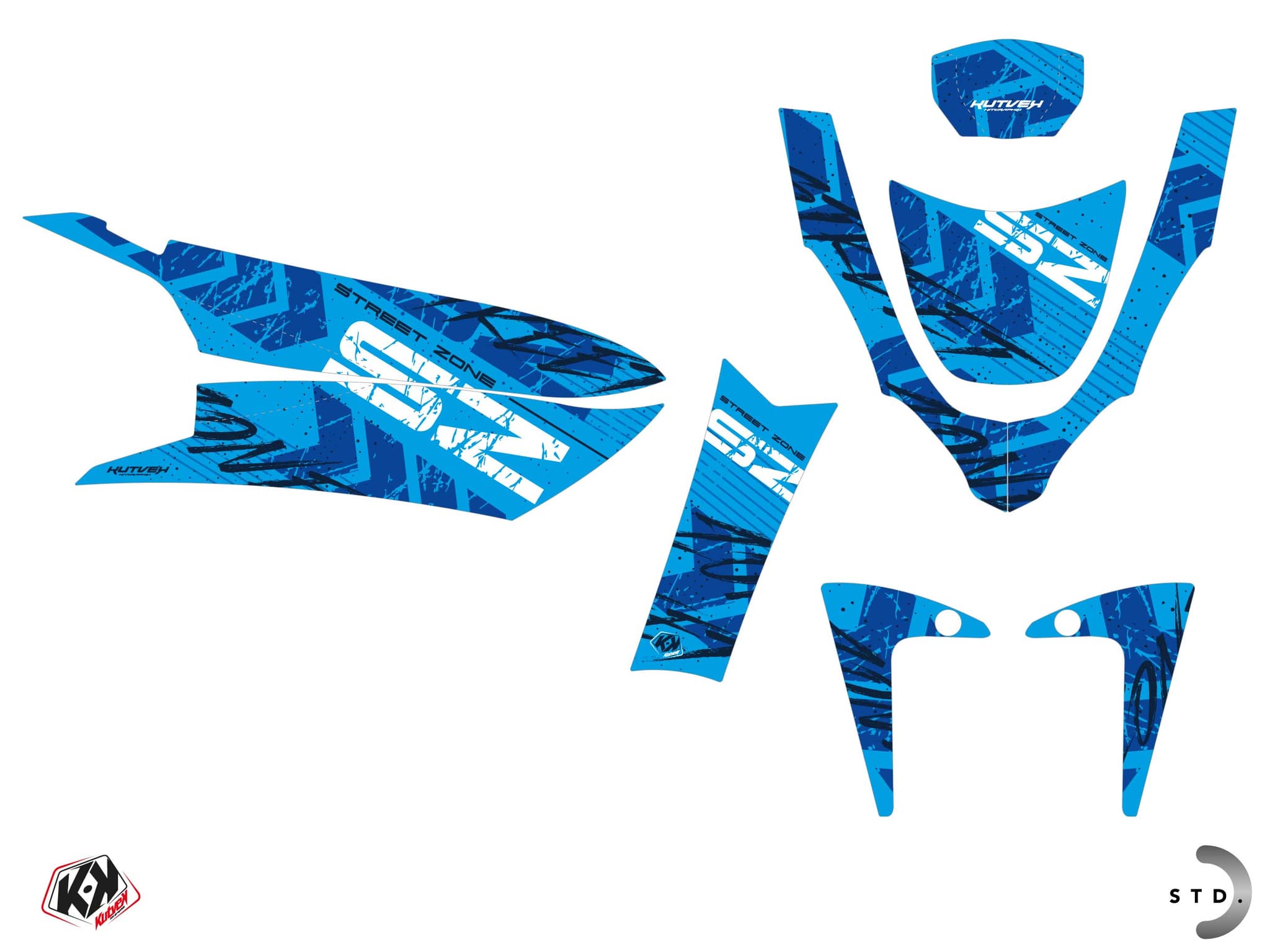 kit graphique scouter peugeot streetzone 50 4t naked dot bleu | Peugeot | Kutvek - View 2
