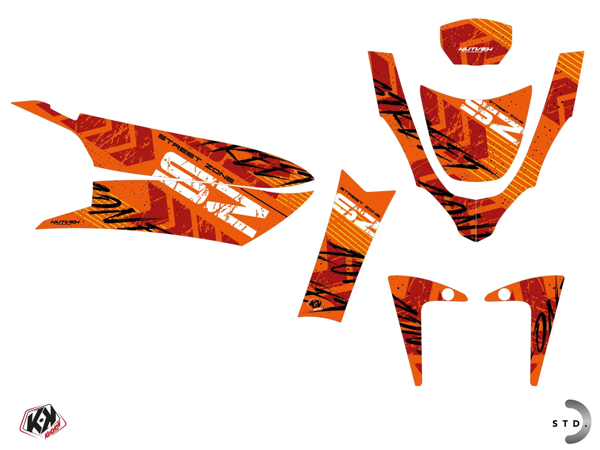 kit graphique scouter peugeot streetzone 50 4t naked dot orange | Peugeot | Kutvek - View 2