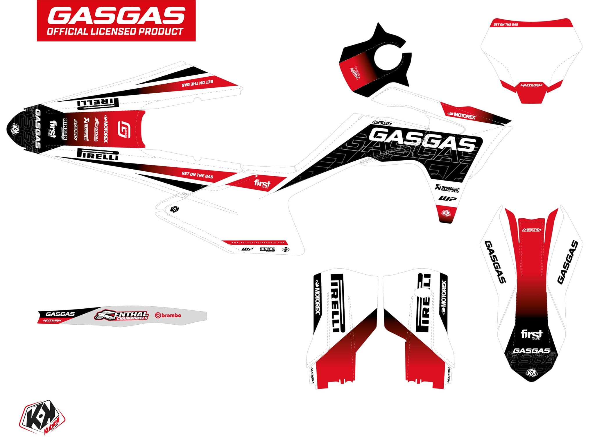dirt bike gasgas ex 350 f drop white  graphic kit | GASGAS | Kutvek - View 2