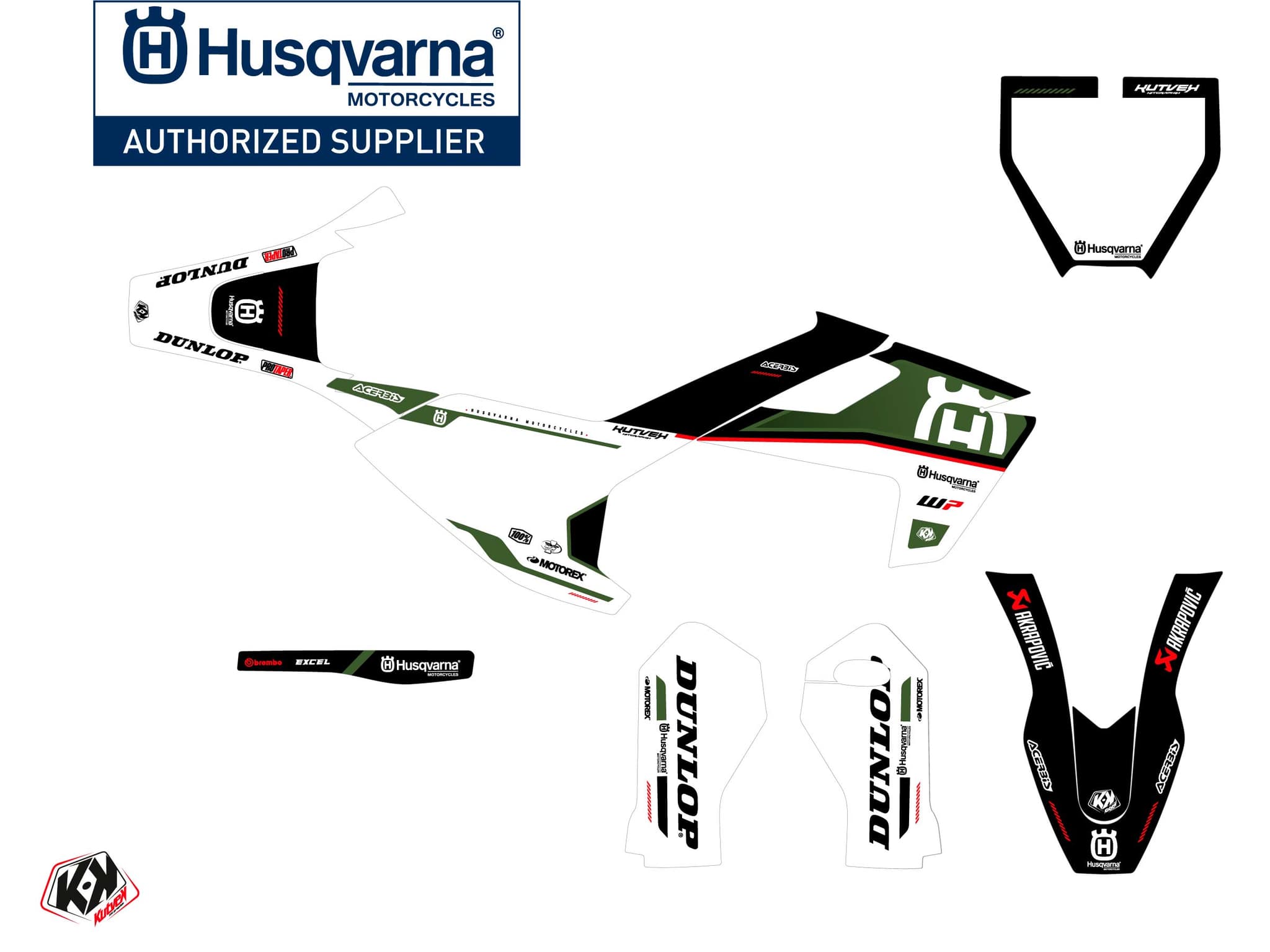 Kit graphique Moto Cross D-SKT Husqvarna EE-5 Kaki | Husqvarna | Kutvek - View 2