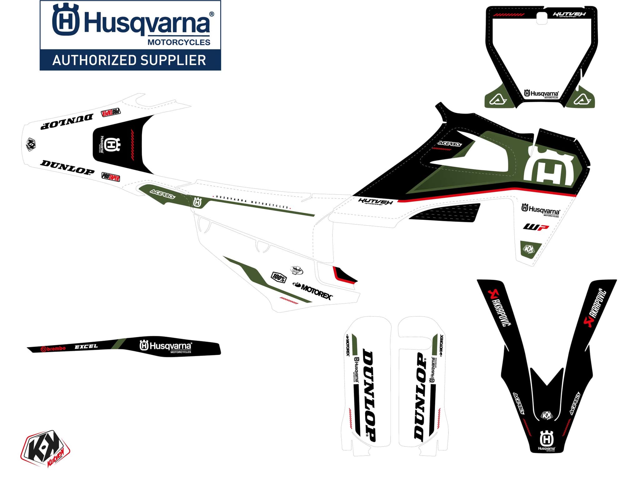Kit graphique Moto Cross D-SKT Husqvarna FC 450 Kaki | Husqvarna | Kutvek - View 2