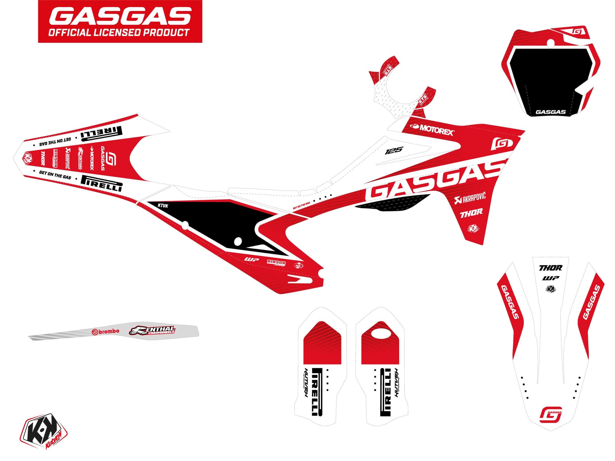 deko-set moto-cross dynamik gasgas mc 125 weiß | GASGAS | Kutvek - View 2