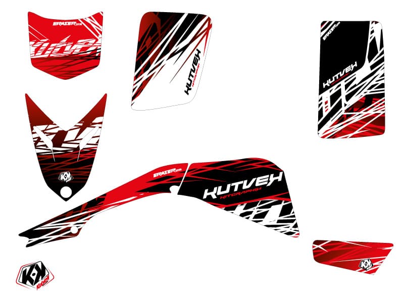kit graphique quad yamaha blaster 200 eraser rouge-blanc | Yamaha | Kutvek - View 2