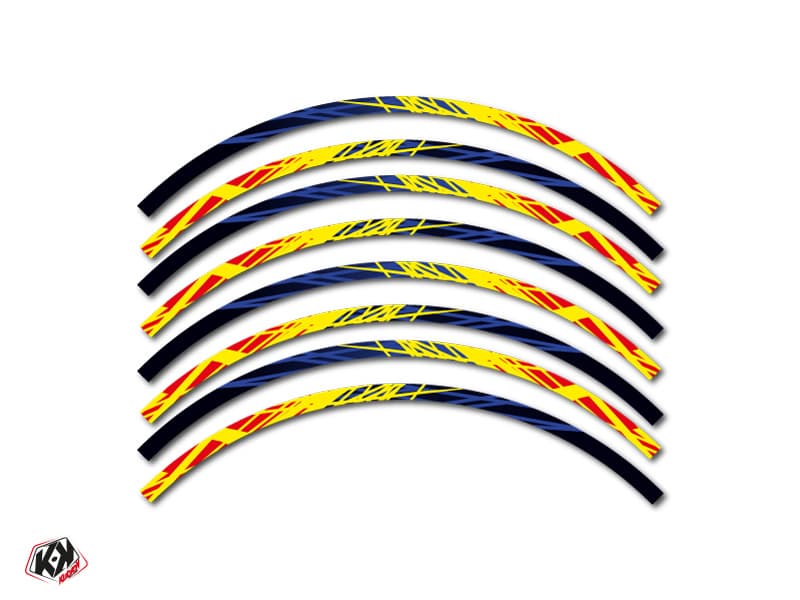 kit graphique tour de jantes motocross eraser bleu jaune | Tour de Jantes | Kutvek - View 2