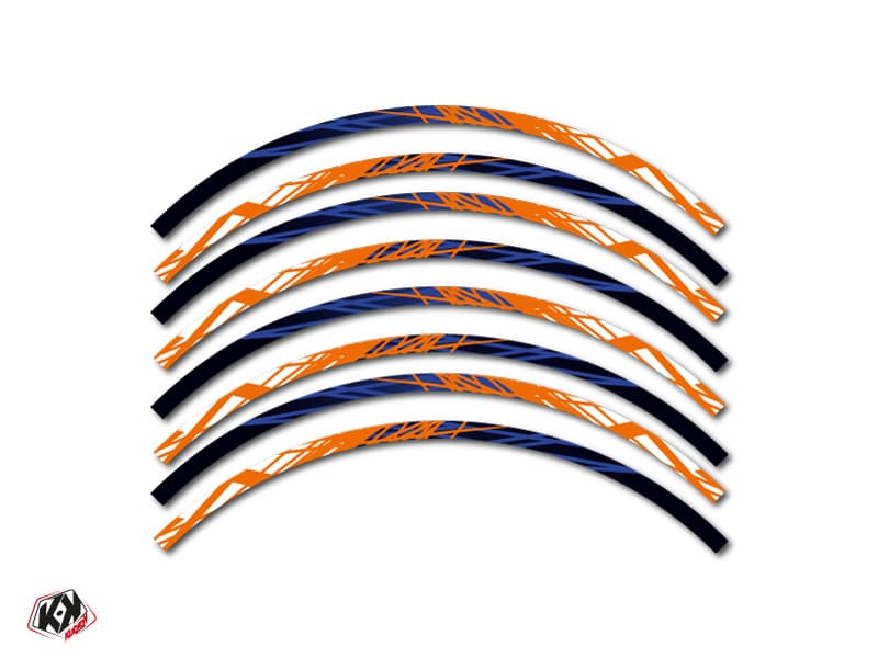 kit graphique tour de jantes motocross eraser bleu orange | Tour de Jantes | Kutvek - View 2