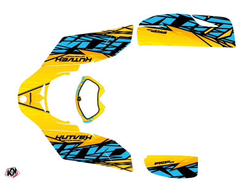 Can Am DS 650 ATV Eraser Graphic Kit Yellow Blue | Can am | Kutvek - View 2