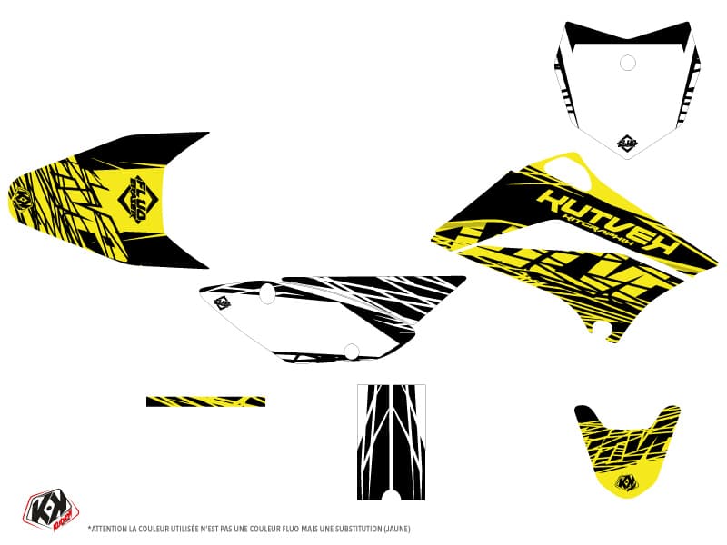 kit graphique motocross kawasaki klx 110 eraser fluo jaune | Kawasaki | Kutvek - View 2