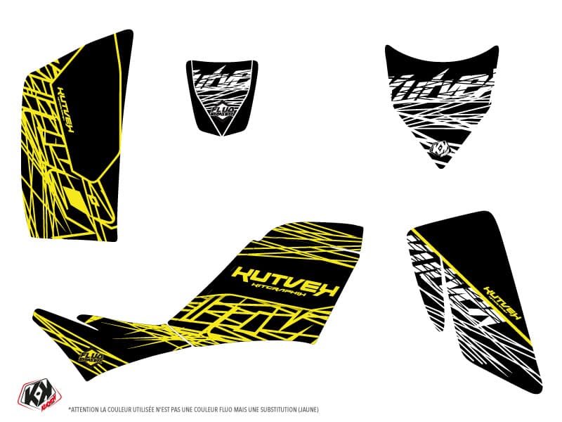 kit graphique quad kawasaki kfx 700 eraser fluo jaune | Kawasaki | Kutvek - View 2