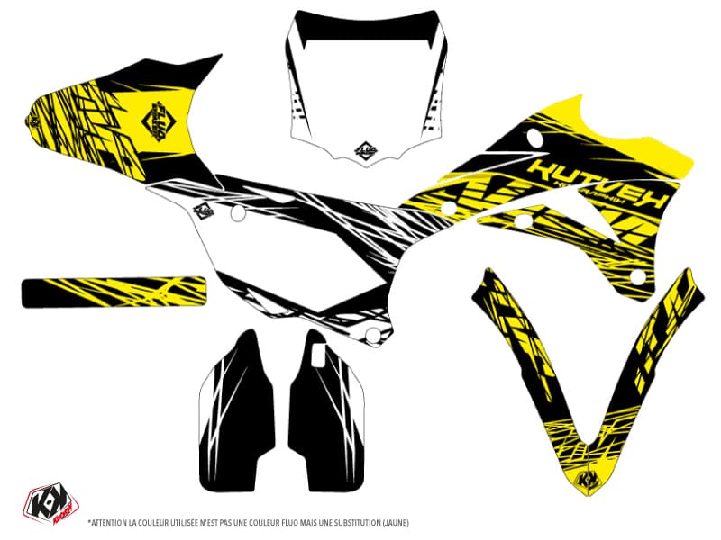Kit graphique Moto Cross Eraser Fluo Kawasaki 85 KX Jaune | Kawasaki | Kutvek - View 2