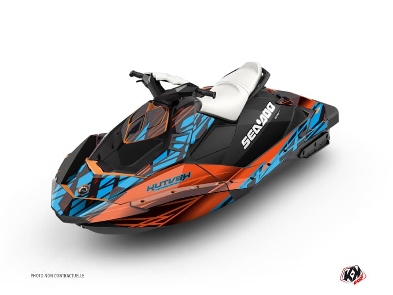 Kit graphique Jet-Ski Eraser Seadoo Spark Orange Bleu | Seadoo | Kutvek