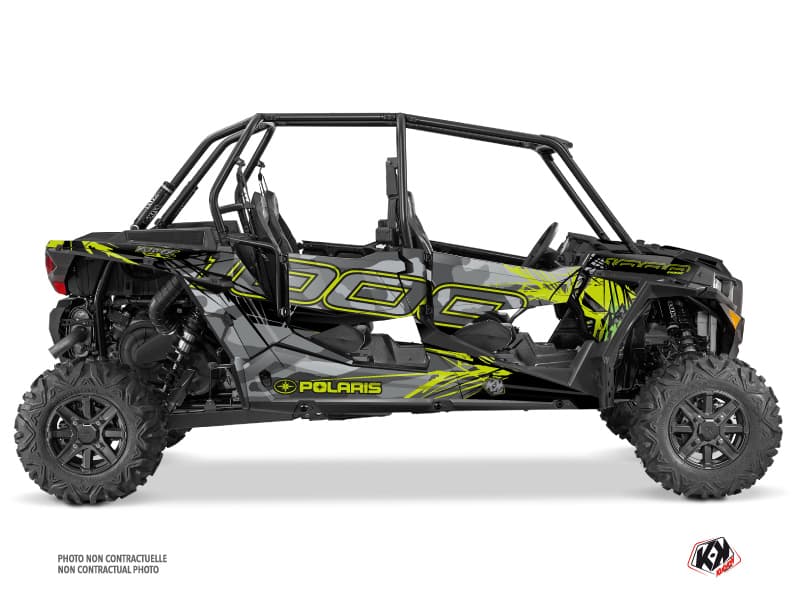 kit graphique ssv polaris rzr xp 1000 4 portes evil gris-vert  