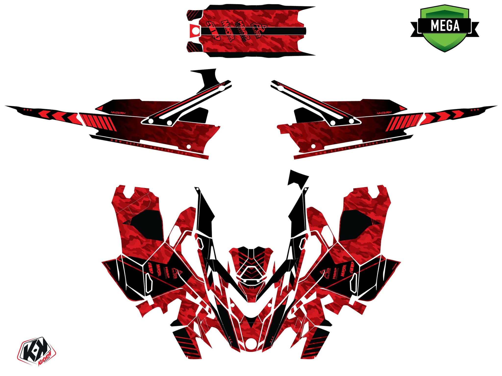 Graphic Kit Snowmobile Lynx Boondocker DS Faceoff Red | Lynx | Kutvek - View 2