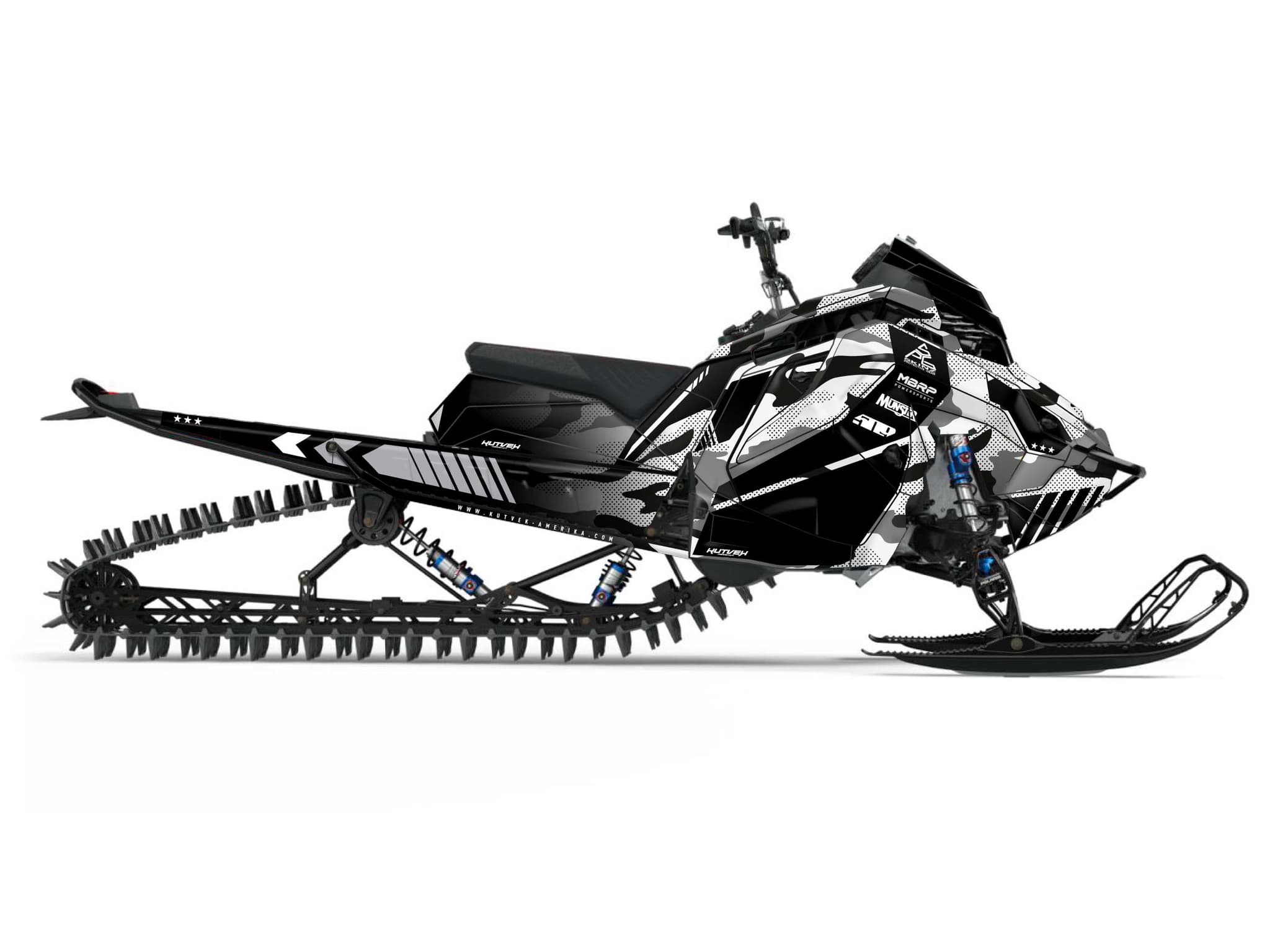 Kit graphique Motoneige POLARIS 600R Race Sled FACEOFF Blanc