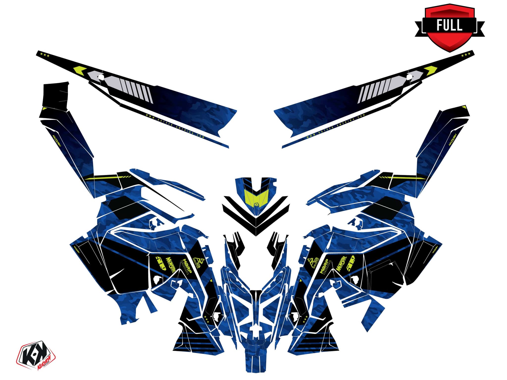 Kit graphique Motoneige POLARIS RUSH FACEOFF Bleu | Polaris | Kutvek - View 3