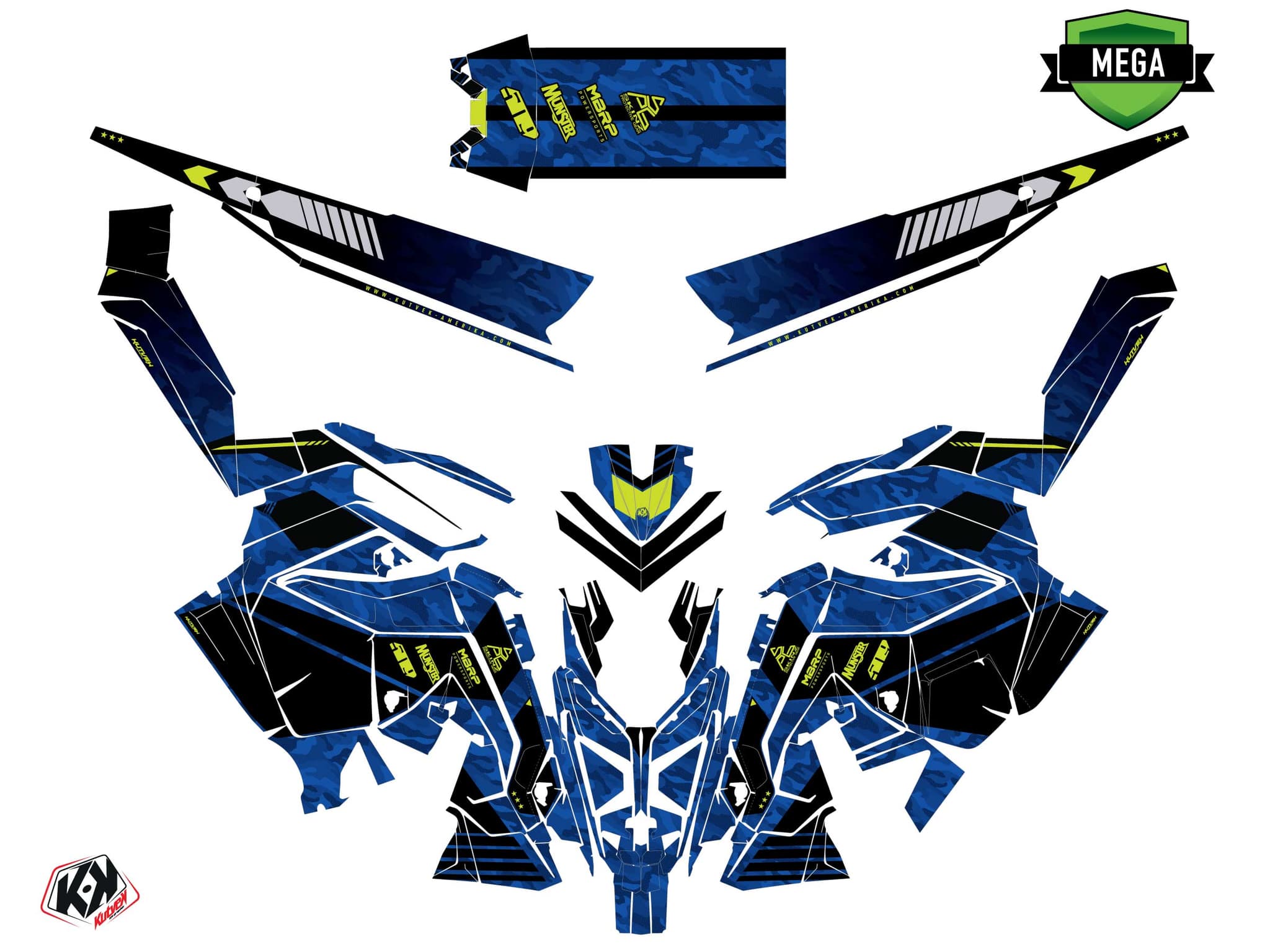 Kit graphique Motoneige POLARIS RUSH FACEOFF Bleu | Polaris | Kutvek - View 4