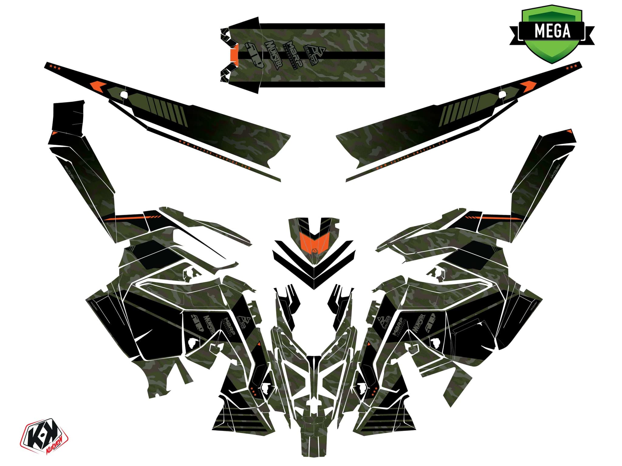 Kit graphique Motoneige POLARIS TITAN ADVENTURE FACEOFF Kaki | Polaris | Kutvek - View 4