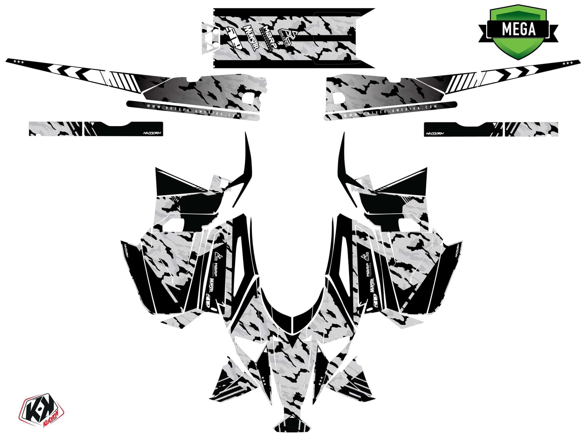 Kit graphique Motoneige YAMAHA PHAZER FACEOFF Blanc | Yamaha | Kutvek - View 4