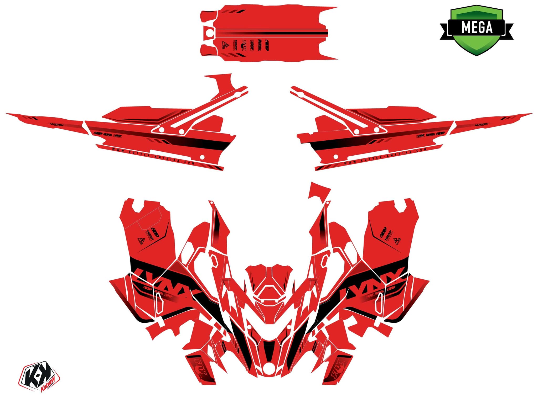 Graphic Kit Lynx Boondocker DS Fade Red Snowmobile | Lynx | Kutvek - View 4