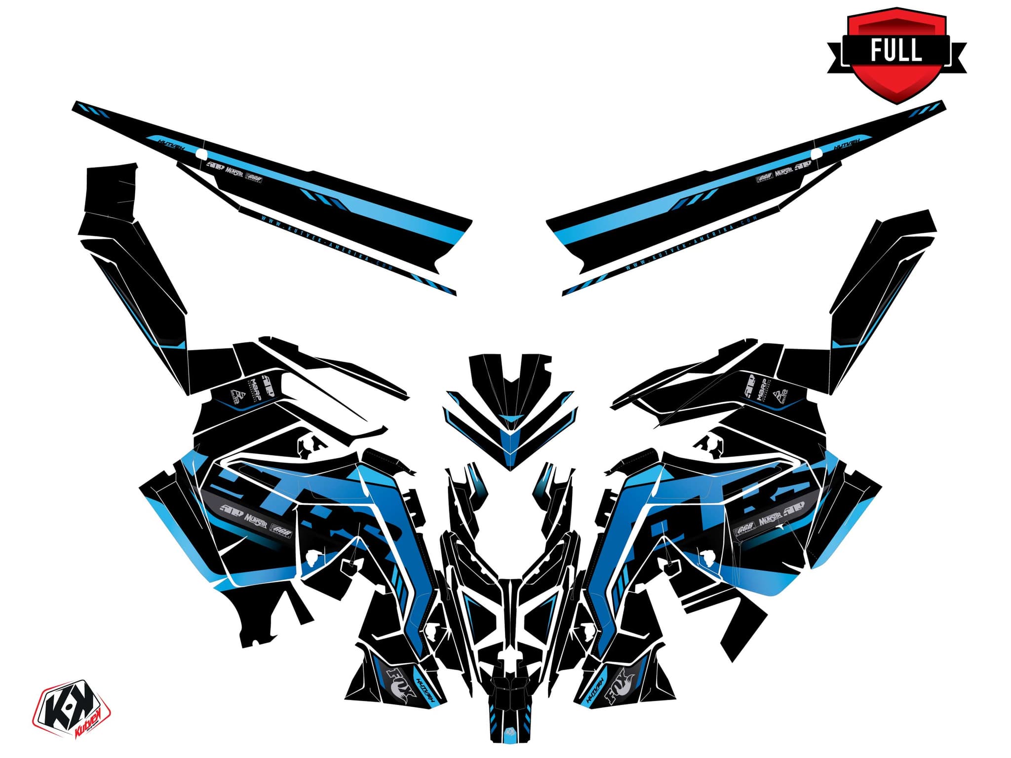 Kit graphique Motoneige POLARIS RUSH INDY XRS FADE Bleu | Polaris | Kutvek - View 3
