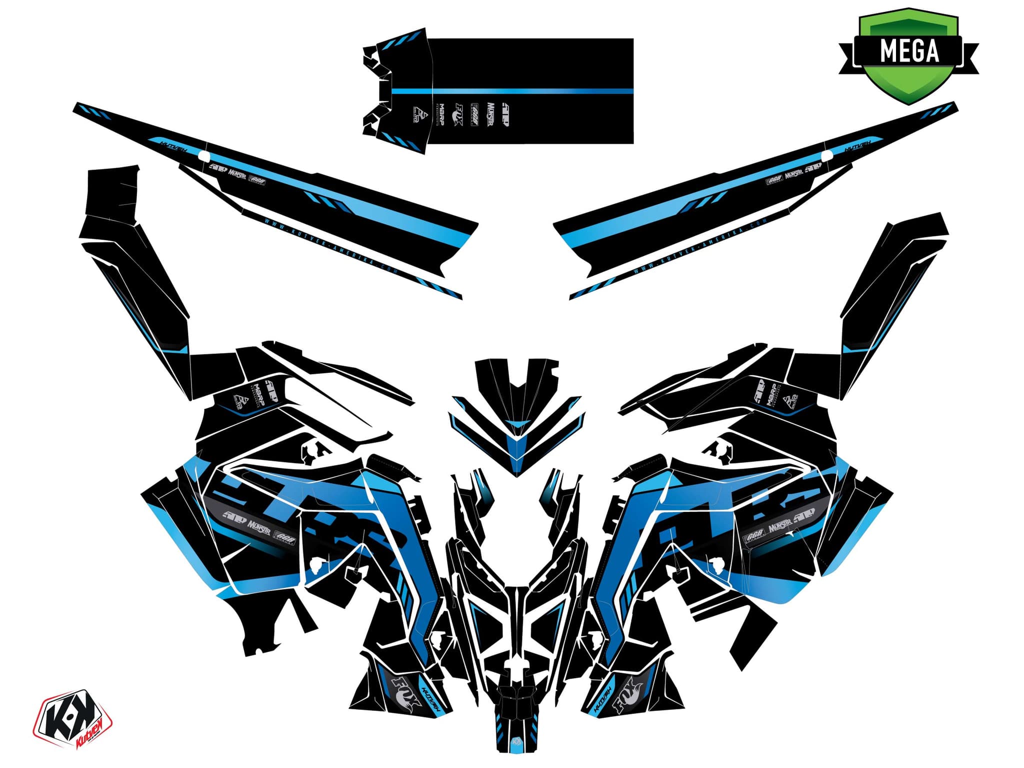 Kit graphique Motoneige POLARIS RUSH INDY XRS FADE Bleu | Polaris | Kutvek - View 4
