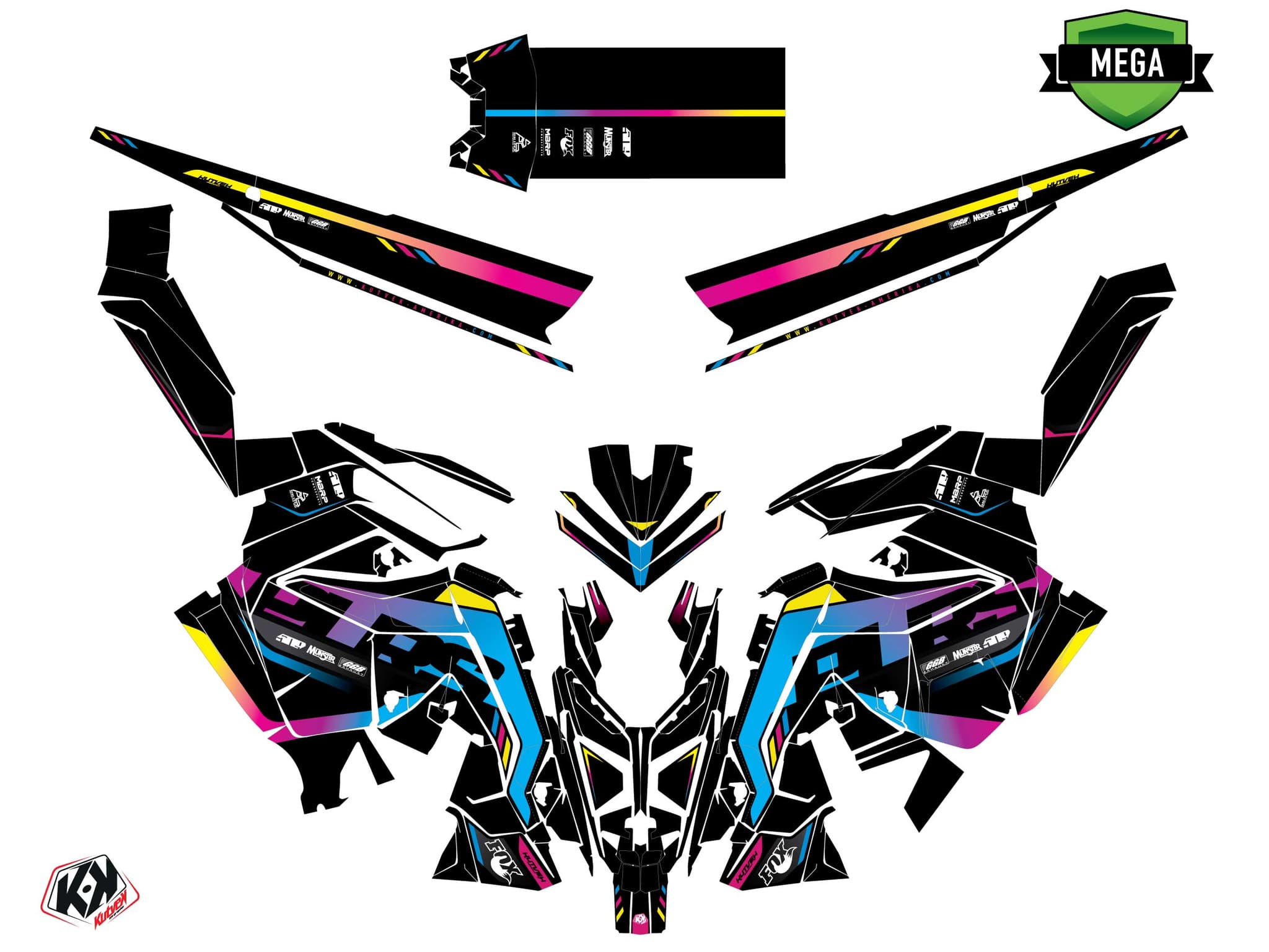 Kit graphique Motoneige POLARIS RUSH FADE Colors | Polaris | Kutvek - View 4