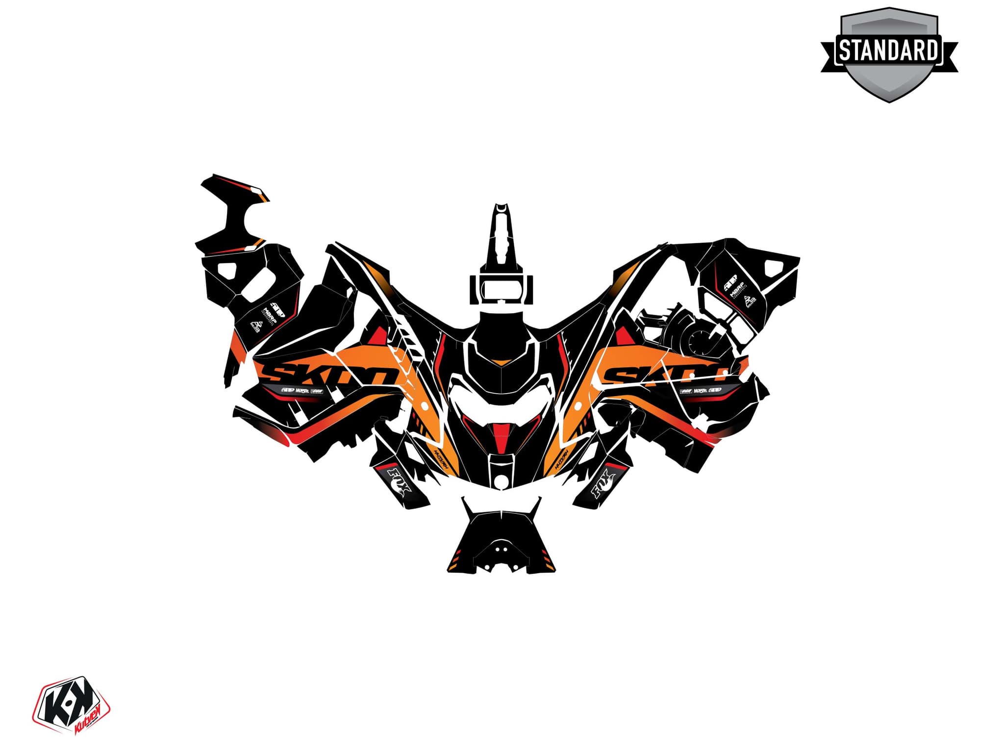 Kit graphique Motoneige SKIDOO BACKCOUNTRY 600R E-TEC FADE Orange | Skidoo | Kutvek - View 2