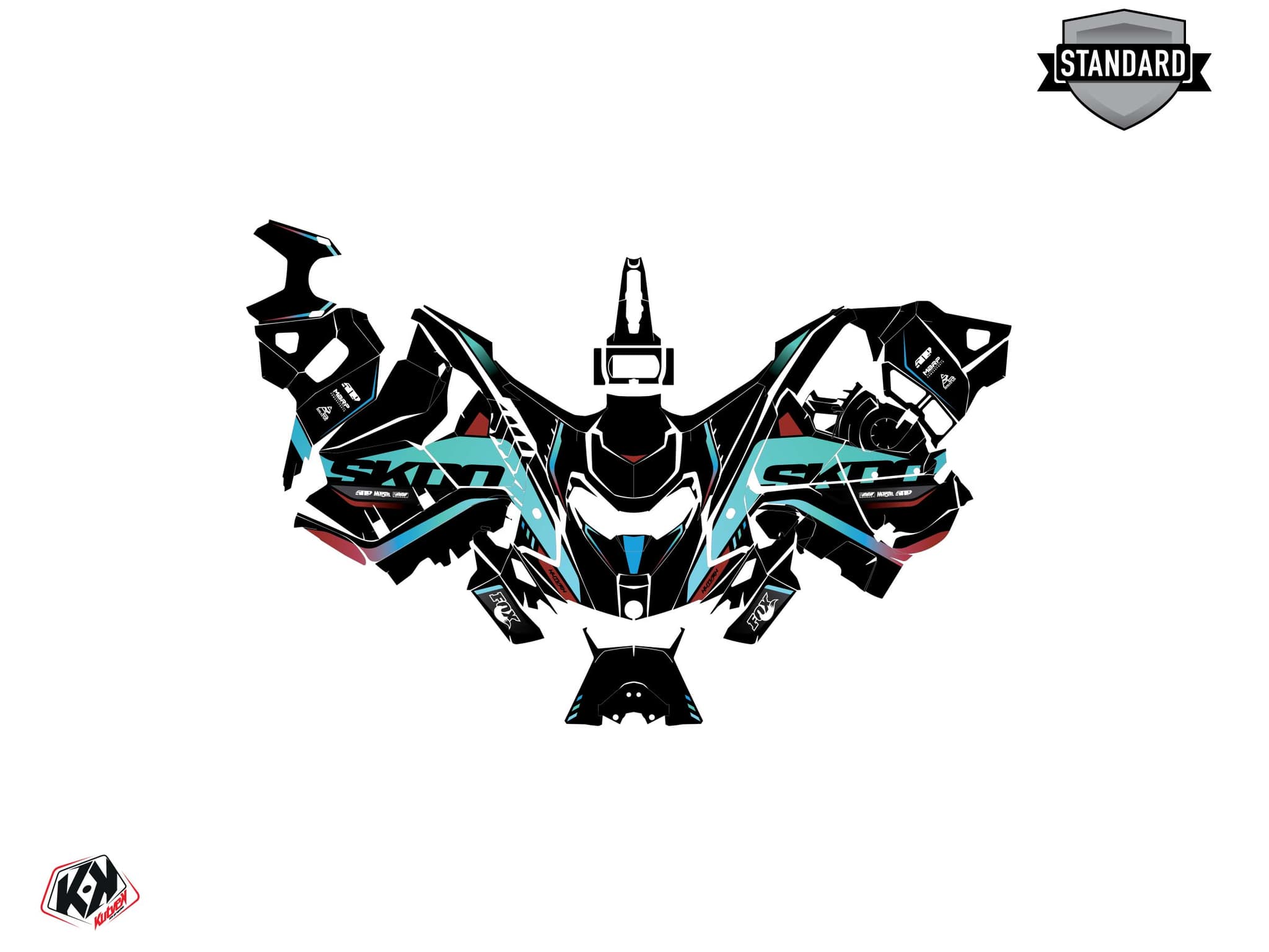 snowmobile skidoo backcountry 600r e-tec fade turquoise serie graphic kit | Skidoo | Kutvek - View 2